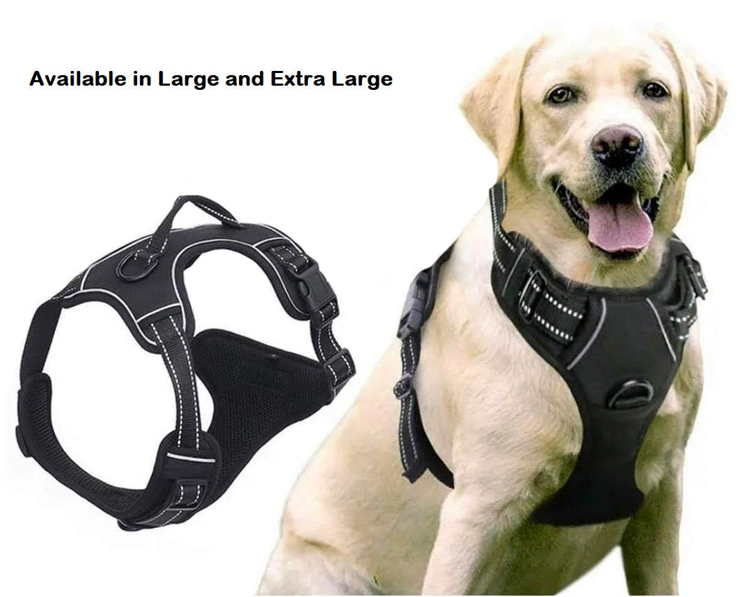 07 No Pull Reflective Dog Vest Harness Black XLarge